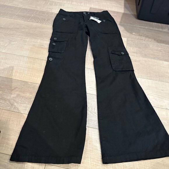 GARAGE WOMENS BLACK FLARE CARGO PANTS SIZE 5 NEW - Picture 3 of 12